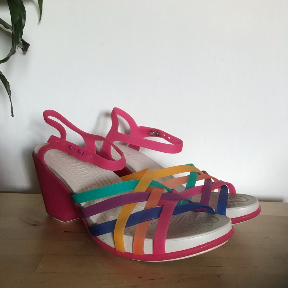 Crocs Huarache Rainbow Wedge Sandal